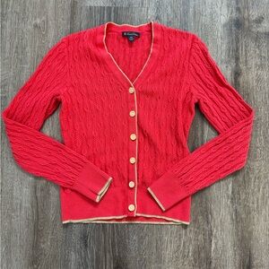 Brooks Brothers Red Cable Knit Cardigan